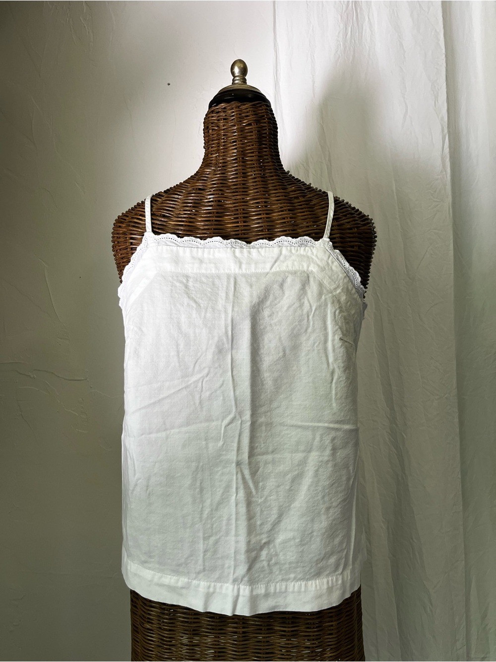 White Lace Trim Cami Tank Top.